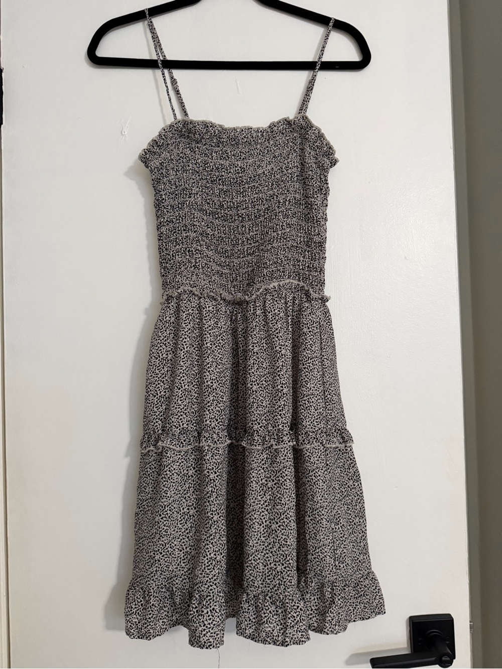 Jessica Simpson Black & White Smocked Tiered Mini Dress - Picture 2 of 3
